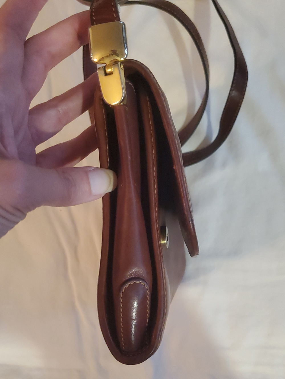 Vintage Lambardo Brown Crossbody Leather Bag - Women's Shoulder Purse - Picture 13 of 15